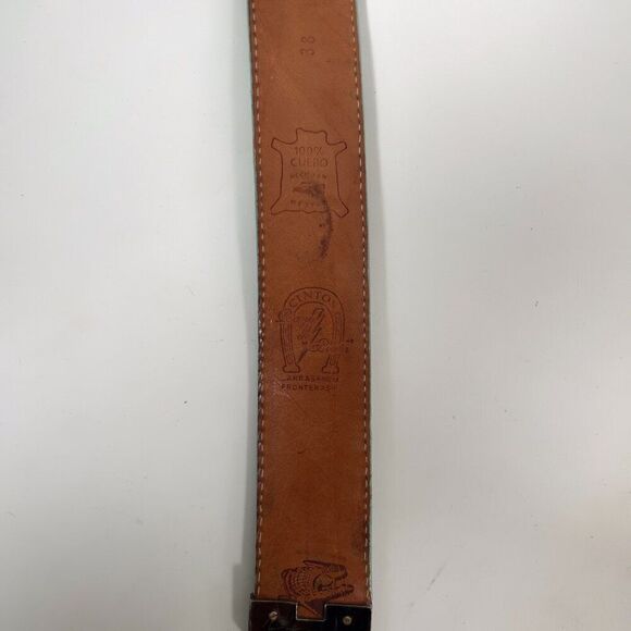 Vintage Y2K Green Leather Crocodile Indie Grunge Streetwear Chunky Belt / 38 - Picture 7 of 8